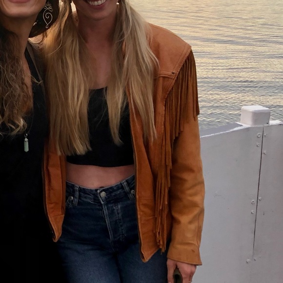 Brown Leather Fringe Jacket - Picture 6 of 6